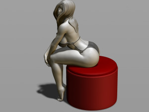 sexy girl on a padded stool 3D Print Model
