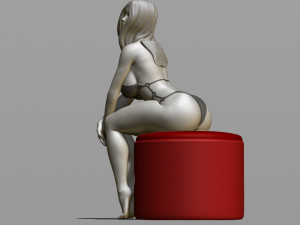 sexy girl on a padded stool 3D Print Model