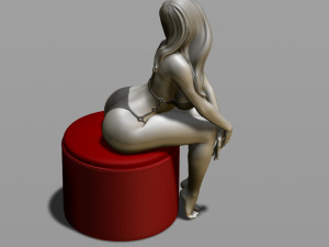 sexy girl on a padded stool 3D Print Model