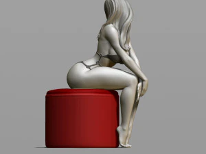 sexy girl on a padded stool 3D Print Model