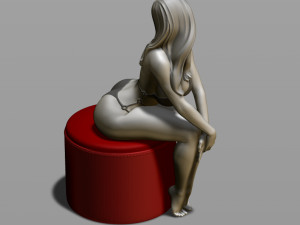 sexy girl on a padded stool 3D Print Model