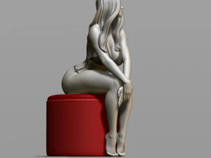 sexy girl on a padded stool 3D Print Model