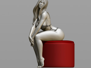 sexy girl on a padded stool 3D Print Model