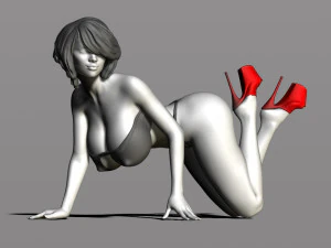 bella donna in ginocchio Modello di stampa 3D