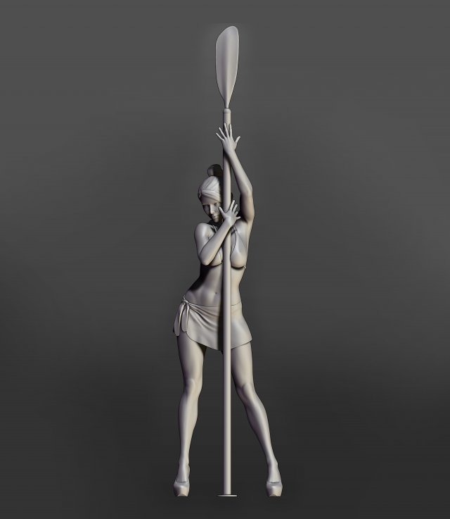 girl with an oar 3D Принт Модель .c4d .max .obj .3ds .fbx .stl .blend 