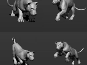 बाघ 4 पोज़ 3D प्रिंट मॉडल