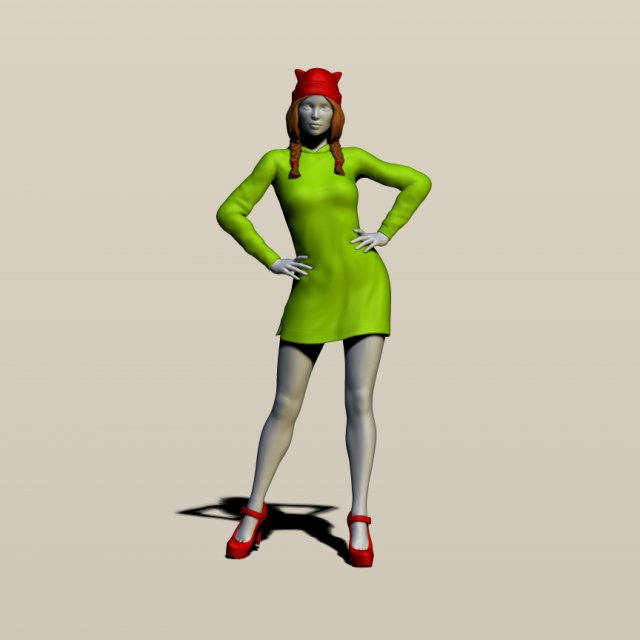 girl in a hoodie 3Dプリントモデル .c4d .max .obj .3ds .fbx .stl .blend 
