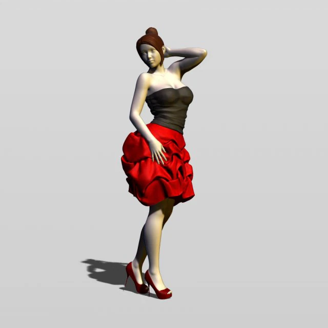 bella ragazza in abito da sera Modello di stampa 3D .c4d .max .obj .3ds .fbx .stl .blend