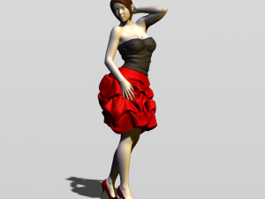 pretty girl in evening dress 3D Print Model