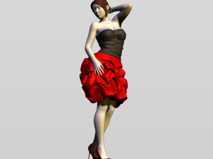 pretty girl in evening dress 3D Print Model