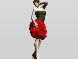 bella ragazza in abito da sera Modello di stampa 3D