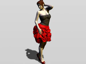 bella ragazza in abito da sera Modello di stampa 3D