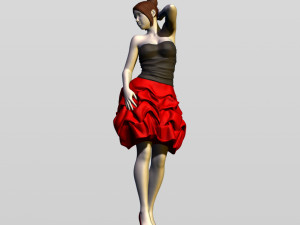 pretty girl in evening dress 3D Print Model