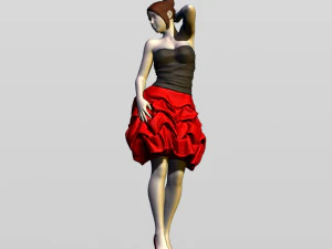 bella ragazza in abito da sera Modello di stampa 3D