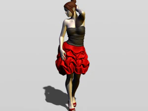 bella ragazza in abito da sera Modello di stampa 3D