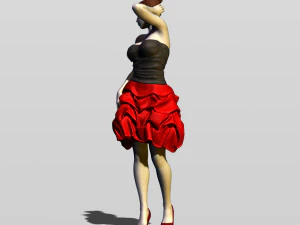 bella ragazza in abito da sera Modello di stampa 3D