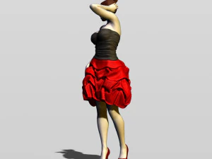 bella ragazza in abito da sera Modello di stampa 3D