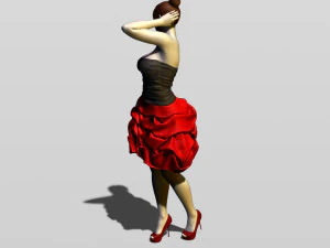 bella ragazza in abito da sera Modello di stampa 3D