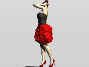 bella ragazza in abito da sera Modello di stampa 3D
