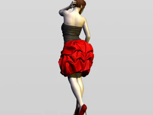 bella ragazza in abito da sera Modello di stampa 3D
