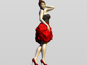 pretty girl in evening dress 3D Print Model