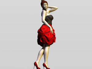bella ragazza in abito da sera Modello di stampa 3D