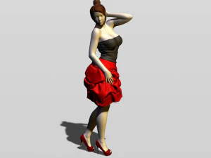 bella ragazza in abito da sera Modello di stampa 3D