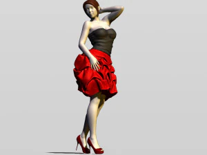 bella ragazza in abito da sera Modello di stampa 3D