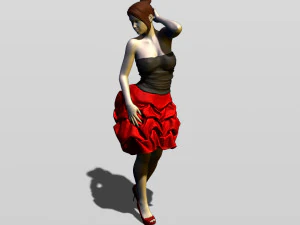 bella ragazza in abito da sera Modello di stampa 3D