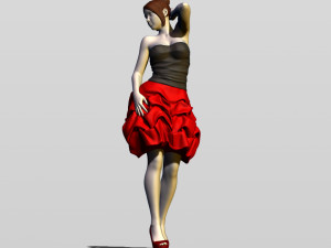 pretty girl in evening dress 3D Print Model