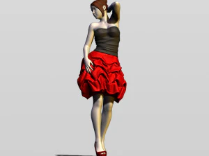 bella ragazza in abito da sera Modello di stampa 3D