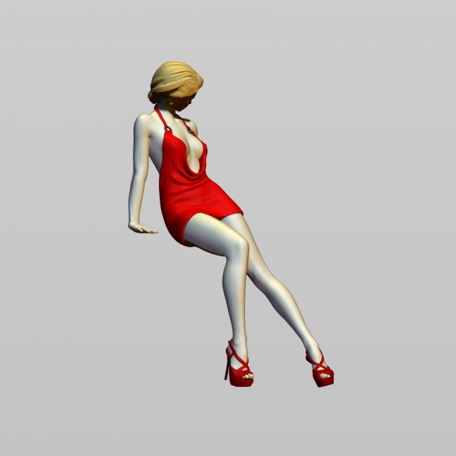 girl on the hood 3D Print Model .c4d .max .obj .3ds .fbx .stl .blend 