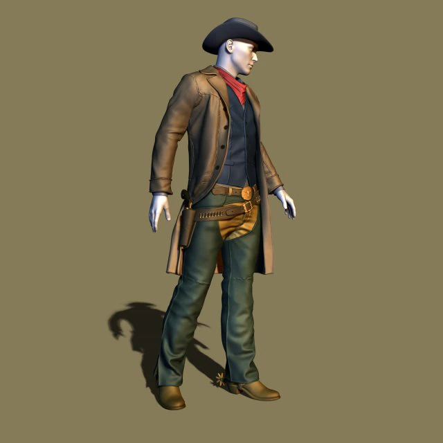 cowboy 3D Print Model .c4d .max .obj .3ds .fbx .stl .blend 
