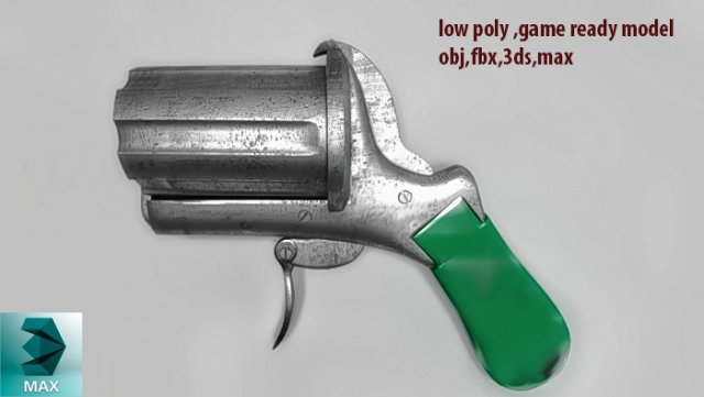 old pistol 3D Model .c4d .max .obj .3ds .fbx .stl .blend 