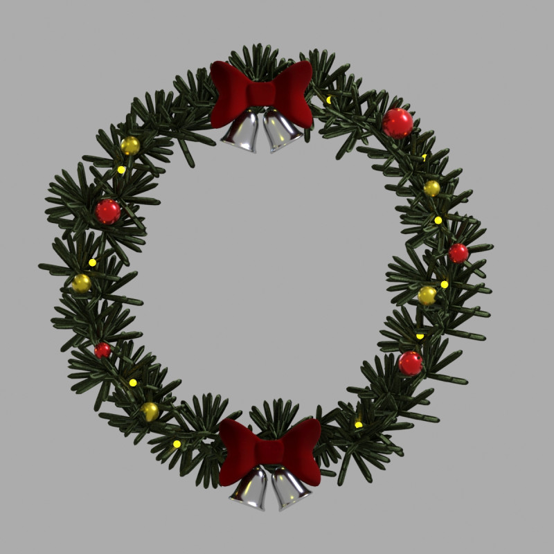 3D Christmas Wreath 3Dモデル .c4d .max .obj .3ds .fbx .stl .blend 