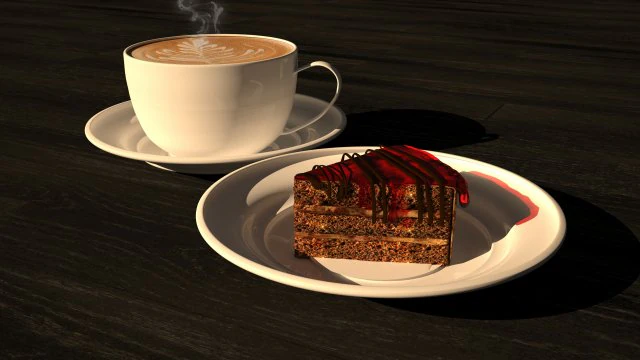 3ds max 2015 coffe and cake 3D Model .c4d .max .obj .3ds .fbx .stl .blend