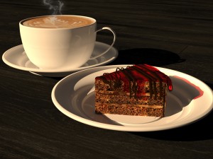 3ds max 2015 coffe and cake 3D Model