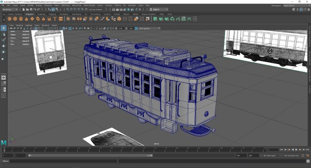 tram 3d model maya 2017 obj and fbx 3D Model .c4d .max .obj .3ds .fbx .stl .blend 