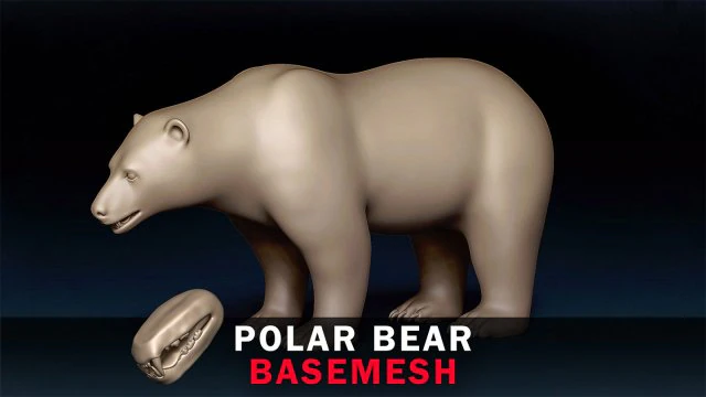 Malha Base Urso Polar Modelo 3D .c4d .max .obj .3ds .fbx .stl .blend 