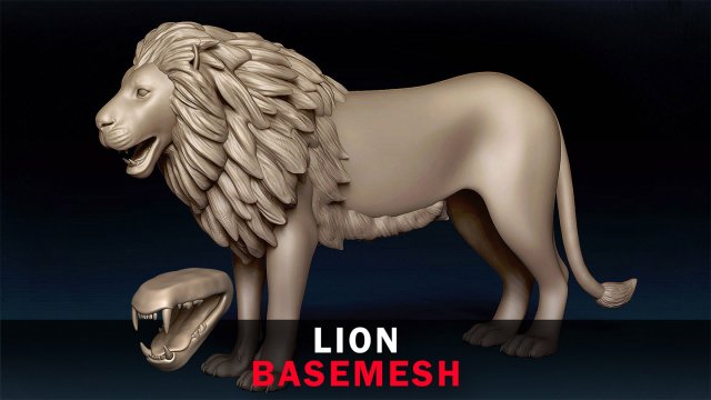Lion Base Mesh 3D Модель .c4d .max .obj .3ds .fbx .stl .blend 