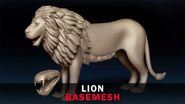 Malha Base Le&atilde;o Modelo 3D .c4d .max .obj .3ds .fbx .stl .blend 