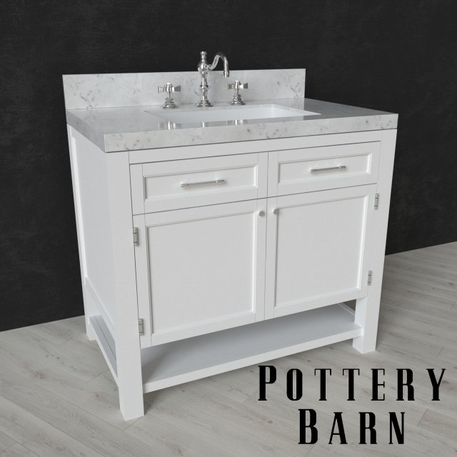 piedmont single sink console and langford cross-handle widespread bathroom faucet 3Dモデル .c4d .max .obj .3ds .fbx .stl .blend 
