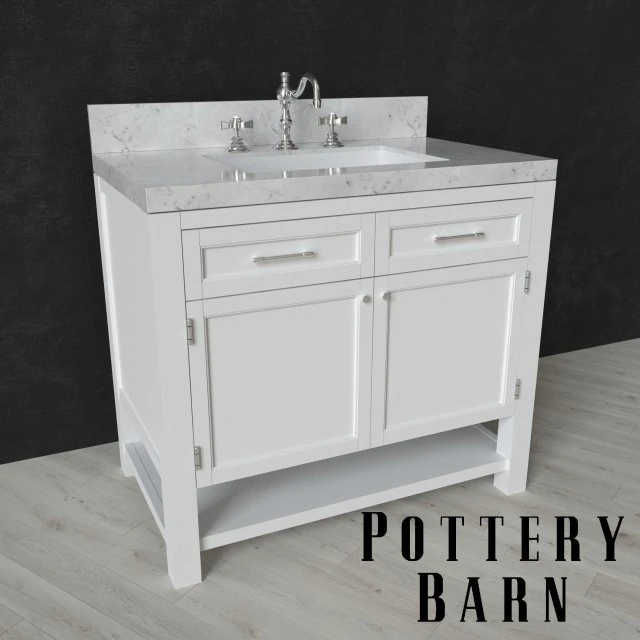 piedmont single sink console and langford cross-handle widespread bathroom faucet 3D Model .c4d .max .obj .3ds .fbx .stl .blend 