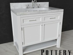 console de pia &uacute;nica Piemonte e torneira de banheiro generalizada com al&ccedil;a cruzada Langford Modelo 3D