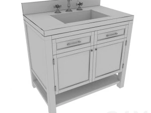 piedmont single sink console and langford cross-handle widespread bathroom faucet 3D Model