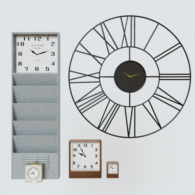 pottery barn clock set 3D मॉडल .c4d .max .obj .3ds .fbx .stl .blend 