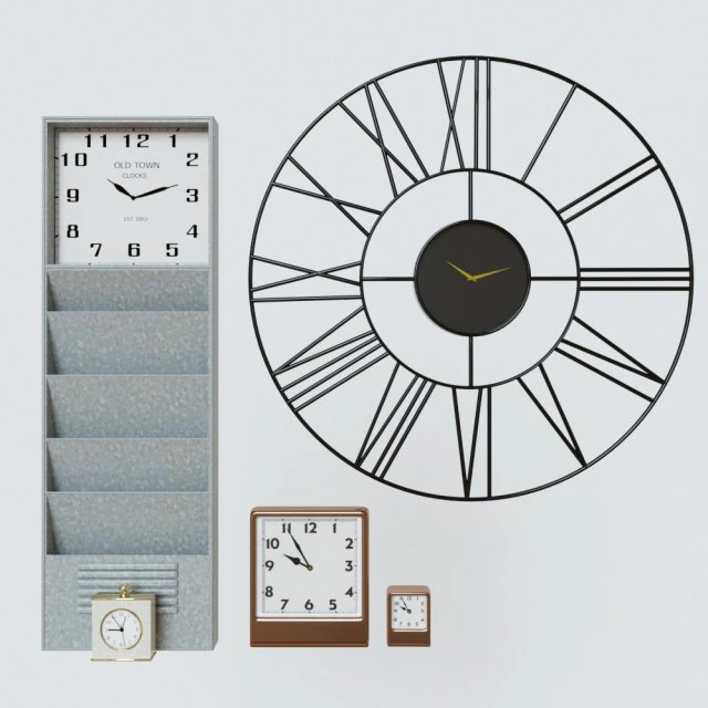 pottery barn clock set 3D Model .c4d .max .obj .3ds .fbx .stl .blend 