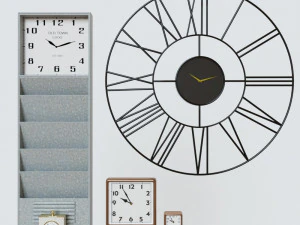 conjunto de rel&oacute;gio de celeiro de cer&acirc;mica Modelo 3D