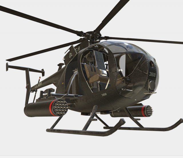 little bird mh-6 helicopter Model 3D .c4d .max .obj .3ds .fbx .stl .blend 