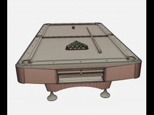 low poly pbr american pool table 3D Model